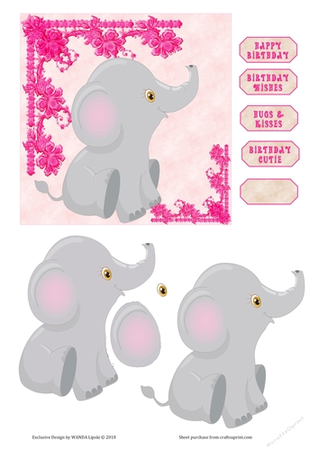BABY ELEPHANT BIRTHDAY TOPPER