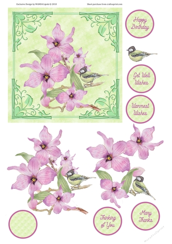 BIRD & FLOWERS 1 ALL OCCASIONS CARD FRONT