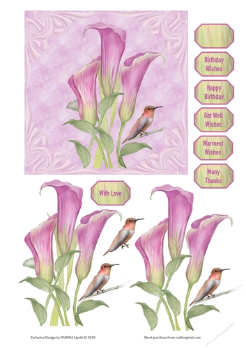 BIRD & FLOWERS 3 ALL OCCASIONS CARD FRONT
