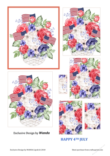 USA PATRIOTIC FLORAL STEP BY STEP TOPPER