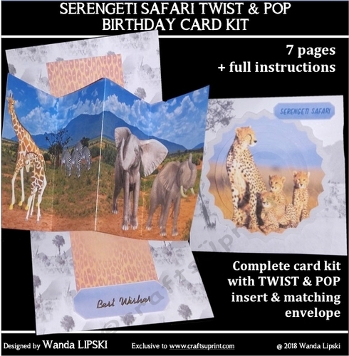 SERENGETI SAFARI TWIST & POP BIRTHDAY CARD KIT
