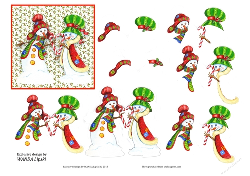 SUGAR CANE SNOWMEN STEP BY STEP TOPPER