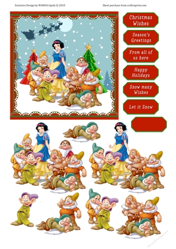 SNOW WHITES CHRISTMAS WISHES CARD FRONT TOPPER