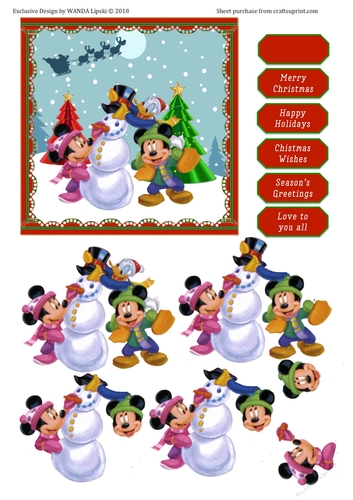 MICKEY MOUSEs SNOWMAN CHRISTMAS TOPPER