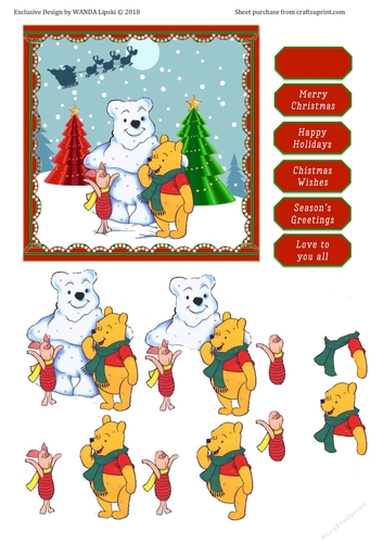 POOH & PIGLETs SNOWMAN CHRISTMAS TOPPER