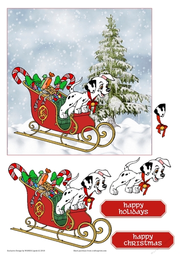 DALMATIAN SLEIGH RIDE CHRISTMAS TOPPER