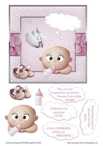 IM SO CUTE NEW BABY GIRL TOPPER