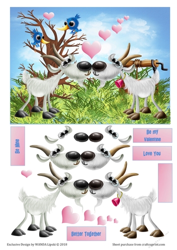 LOVE-LY GOATS HUMOROUS VALENTINE CARD FRONT