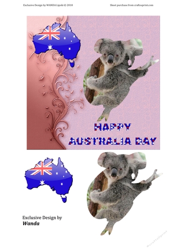AUSTRALIA DAY KOALA SILHOUETTE CARD FRONT TOPPER
