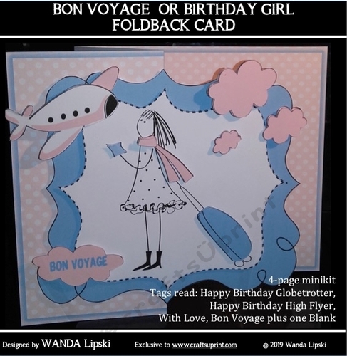 BON VOYAGE or BIRTHDAY GIRL FOLDBACK CARD MINIKIT