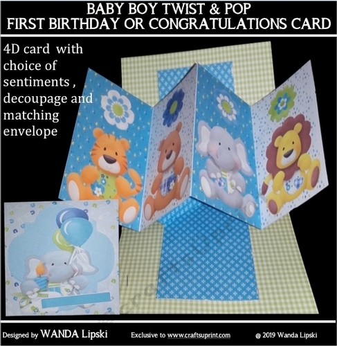 BABY BOY TWIST & POP 1ST BIRTHDAY OR CONGRATULATIONS CARD