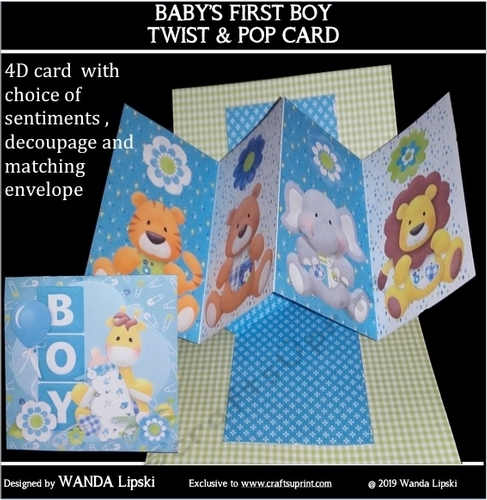 BABYS FIRST BOY TWIST & POP CARD