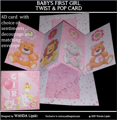 BABYS FIRST GIRL TWIST & POP CARD
