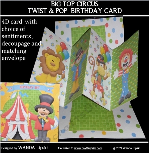 BIG TOP CIRCUS TWIST & POP BIRTHDAY CARD