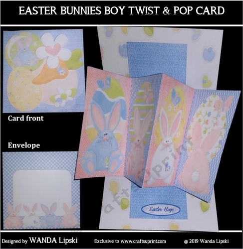 EASTER BUNNIES BOY TWIST & POP CARD