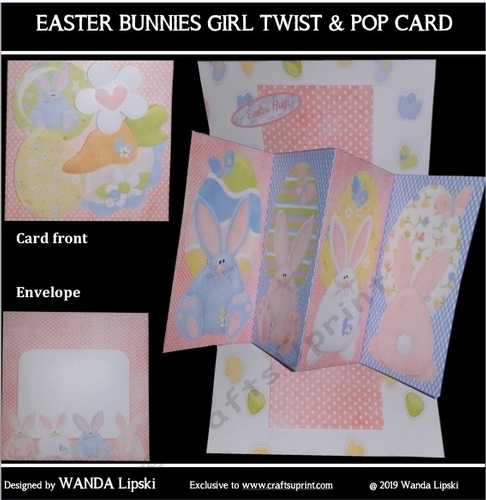 EASTER BUNNIES GIRL TWIST & POP CARD