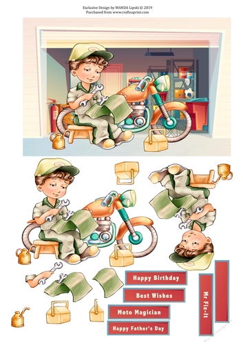 MOTO MECHANIC BIRTHDAY OR FATHERS DAY CARD FRONT