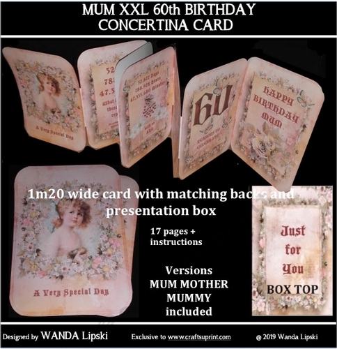 MUM 60th XXL BIRTHDAY CONCERTINA CARD KIT