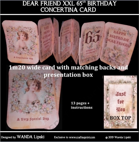 DEAR FRIEND 65th XXL CONCERTINA BIRTHDAY CARD