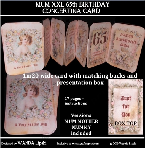 MUM 65th XXL CONCERTINA BIRTHDAY CARD