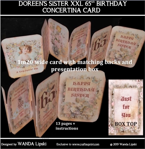 DOREENS SISTER 65th XXL CONCERTINA BIRTHDAY CARD
