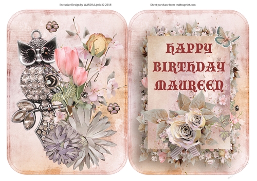 XXL CONTERTINA BIRTHDAY CARD ALTERNATIVE PAGE 7&8 MAUREEN
