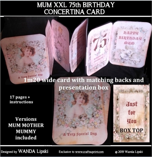 MUM 75th XXL CONCERTINA BIRTHDAY CARD