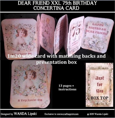 DEAR FRIEND 75th XXL CONCERTINA BIRTHDAY CARD