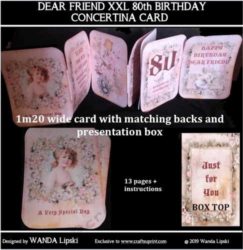 DEAR FRIEND 80th XXL CONCERTINA BIRTHDAY CARD
