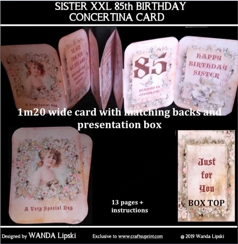 SISTER 85th XXL CONCERTINA BIRTHDAY CARD