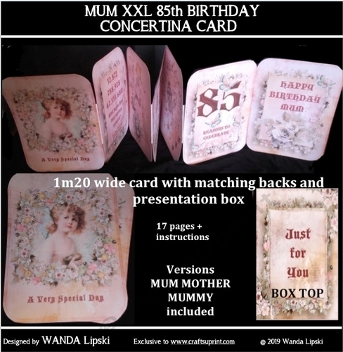 MUM 85th XXL CONCERTINA BIRTHDAY CARD