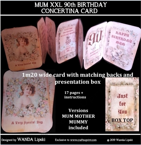 MUM 90TH XXL CONCERTINA BIRTHDAY CARD