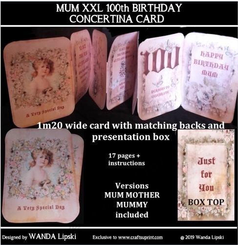 MUM 100TH XXL CONCERTINA BIRTHDAY CARD