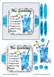 COCKTAIL COASTER BIRTHDAY CARD FRONT 3 BLUE HAWAIIAN