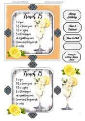 COCKTAIL COASTER BIRTHDAY CARD FRONT 6 FRENCH 75