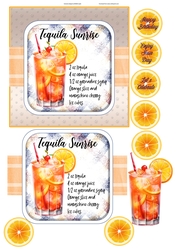 COCKTAIL COASTER BIRTHDAY CARD FRONT 17 TEQUILA SUNRISE