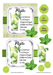 COCKTAIL COASTER BIRTHDAY CARD FRONT 11 MOJITO