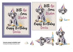 ONE GENIUS BIRTHDAY DOG HUMOROUS OLDIES TOPPER