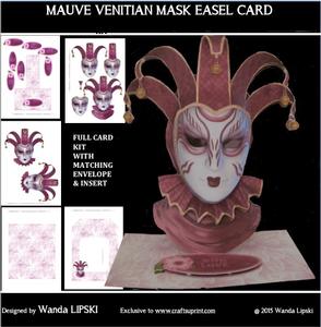 Mauve Venetian Mask Easel Card
