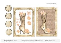 Cream Boot and Dahlia Card Front