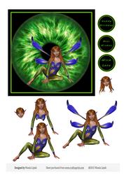 Green Iris Faery Card Front