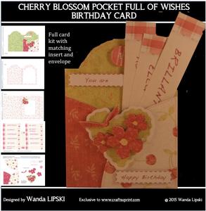 Cherry Blossom Pocket Full of Wishes Birthday Card