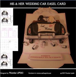 His & Her Wedding Car Easel Card