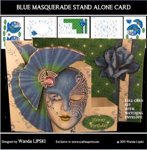 Blue Masquerade Stand Alone Card