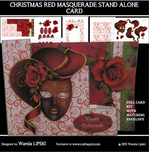 Christmas or Winter Birthday Red Masquerade Stand Alone Card