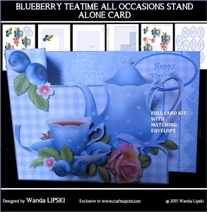 Blueberry Teatime All Occasions Stand Alone Card