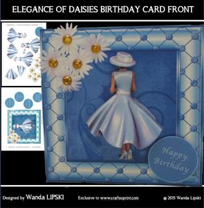 Elegance of Daisies Female Birthday Card Front