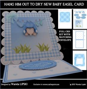 Hang Him Out to Dry New Baby Easel Card
