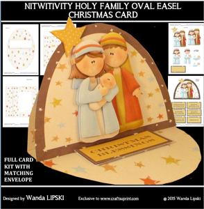Nitwitivity Holy Family Oval Easel Christmas Card