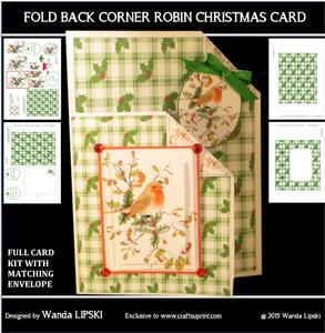 Fold Back Corner Robin Christmas Card